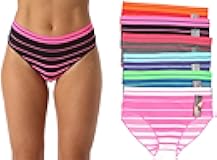 Just Intimates Seamless Striped Panties with Ribbed Detail (6 Pack)