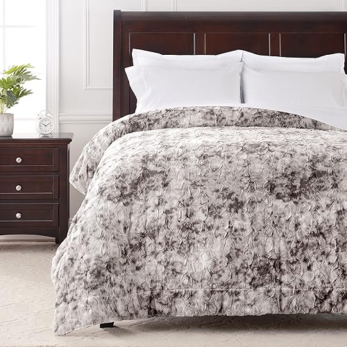 Chanasya Manta de piel sintética de lobo de doble cara de alta calidad, suave y acogedora manta de felpa mullida para sofá, silla, sala de estar,