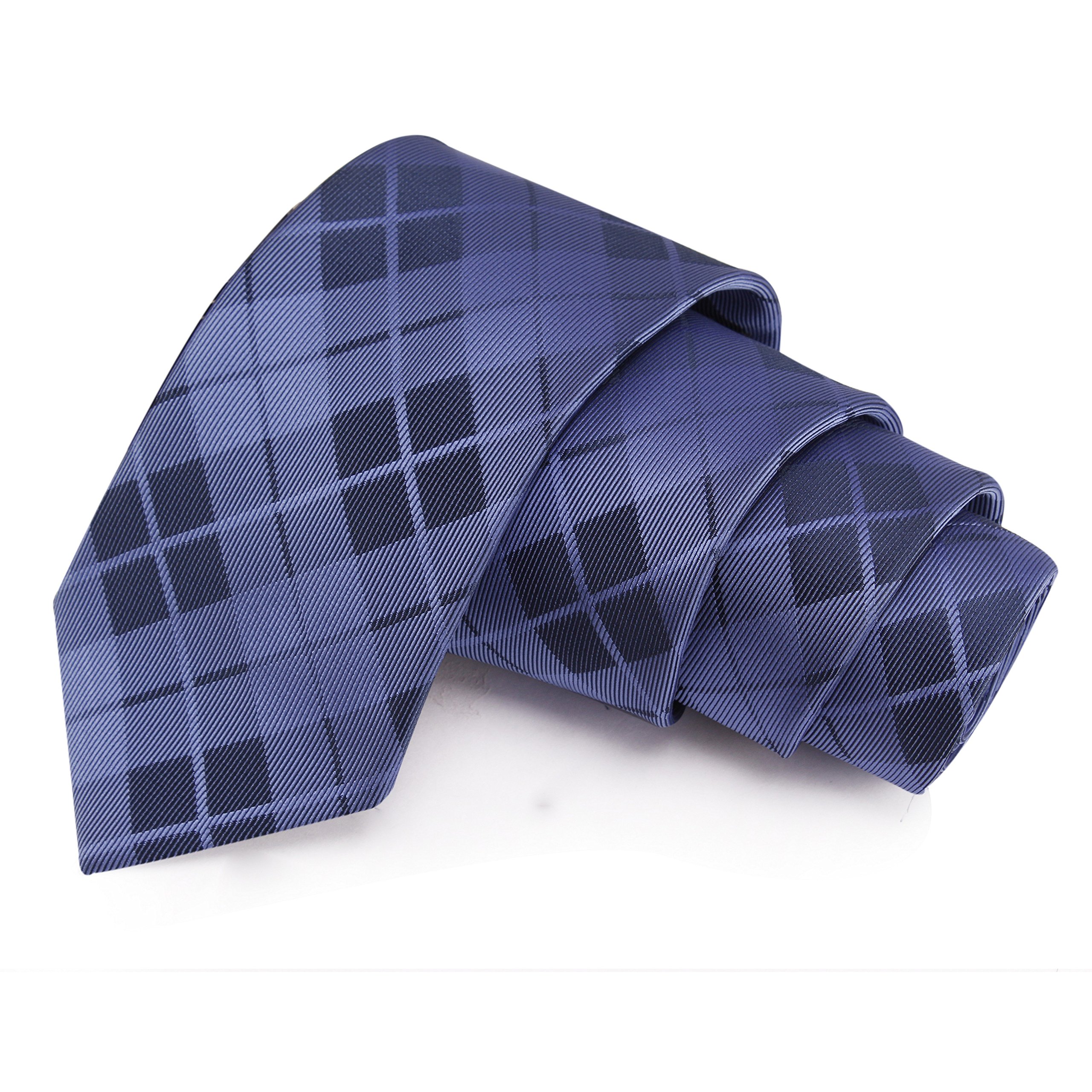 peluche Engaging Blue & Black Colored Microfiber Necktie for Men-picture-12