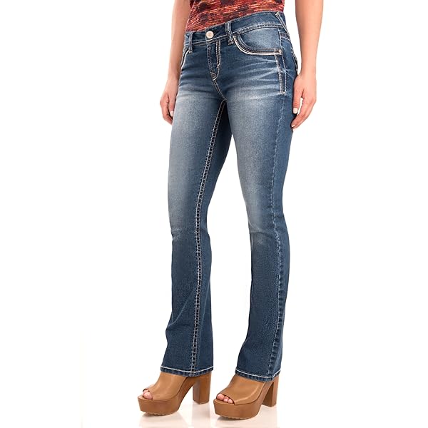 WallFlower-Womens-Juniors-Legendary-Stretch-Bootcut-Denim-Jeans-Size-0-24-Plus-28-30-32-Inseam WallFlower Women's Legendary Bootcut Mid-Rise Insta Stretch Juniors Jeans (Standard and Plus), Keller, 9