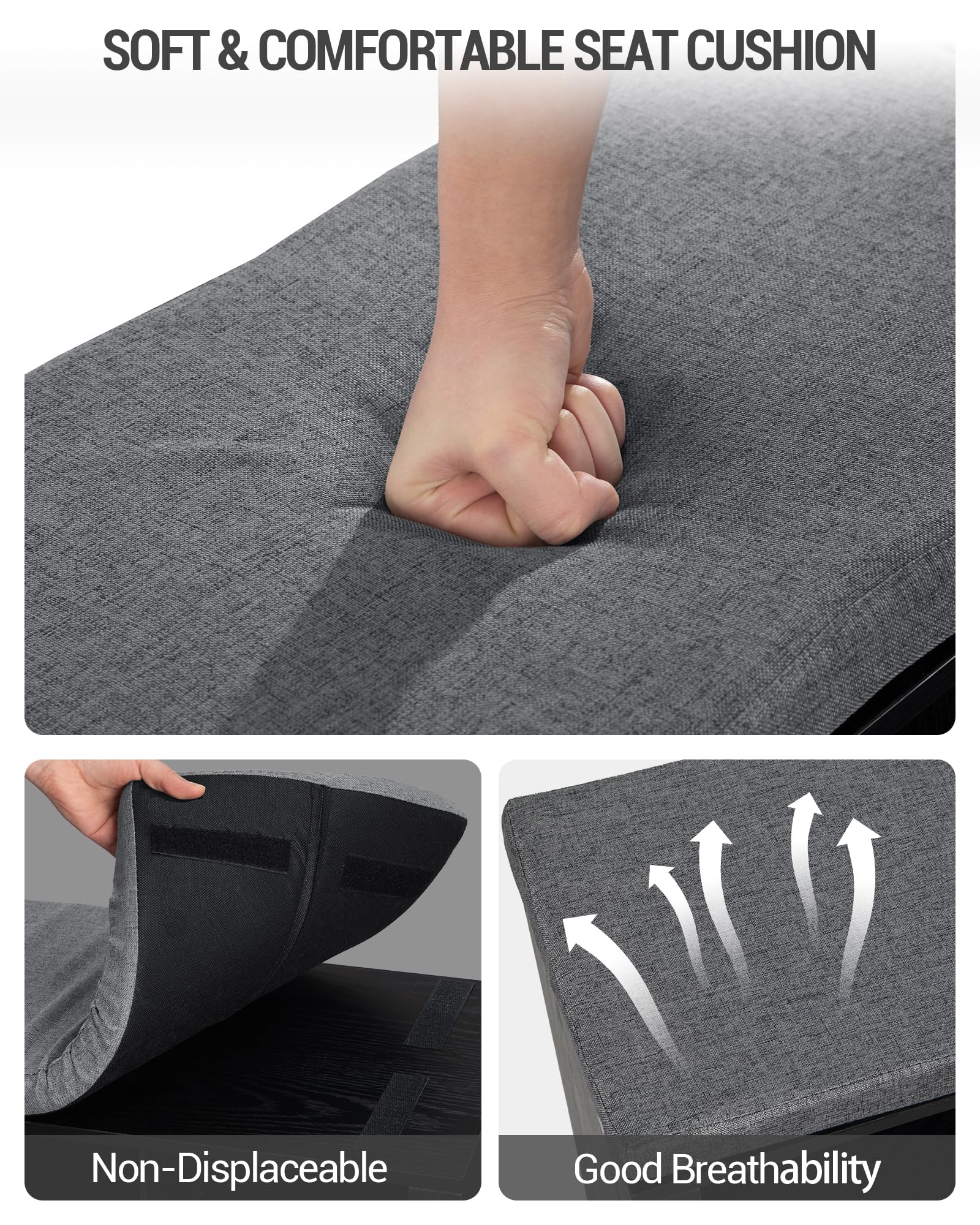 Hzuaneri Schuhbank, Schuhregal mit Sitzfläche, Schuhschrank mit Sitzbank, 18 Fächern, Eingangsbank Verstellbaren Ablagen für Wohnzimmer, Schlafzimmer, 30 x 150 x 48 cm, Schwarz-Dunkelgrau SB25704GY