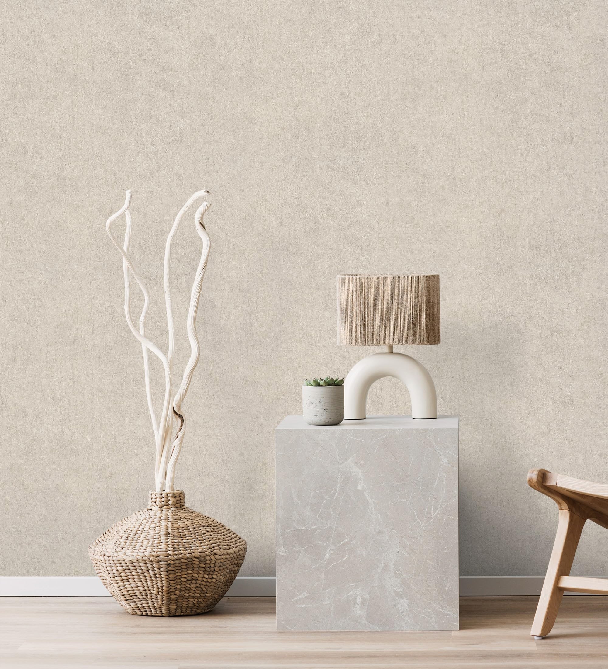 Papel pintado vinílico para salón y cocina textura arcilla beige GAULAN