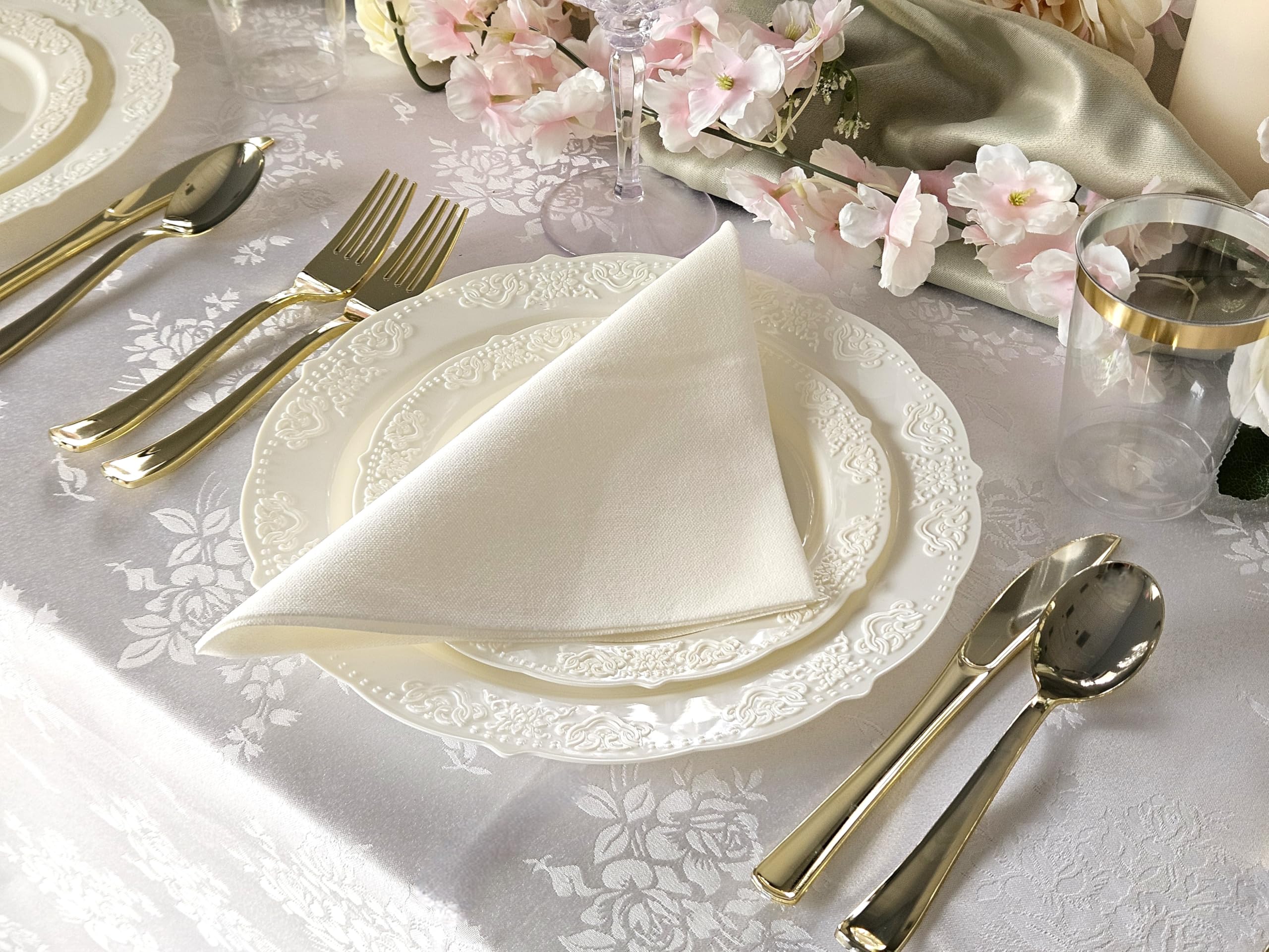 50 Ivory Disposable Plates - Elegant Party Set -6 50 Ivory Disposable Plates - Elegant Party Set -6