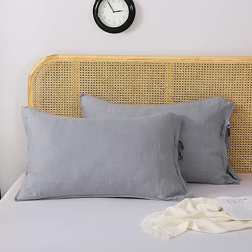 S VICTORY SYMBOL Juego de 2 fundas de almohada 100% lino con cierre de corbata, fundas de almohada de tamaño estándar de 20 x 26 pulgadas, fundas de