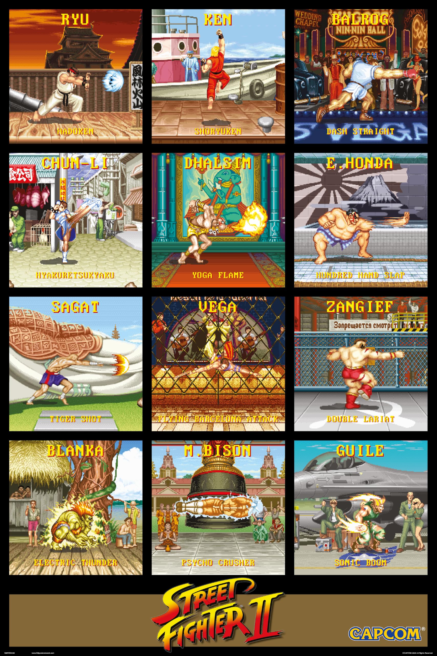 Gb Posters Street Fighter Special Moves 61 x 91.5cm / 24.2 x 35.8 inches Maxi Poster - Shipped Rolled - Art Poster - Wall Posters - Posters & Prints