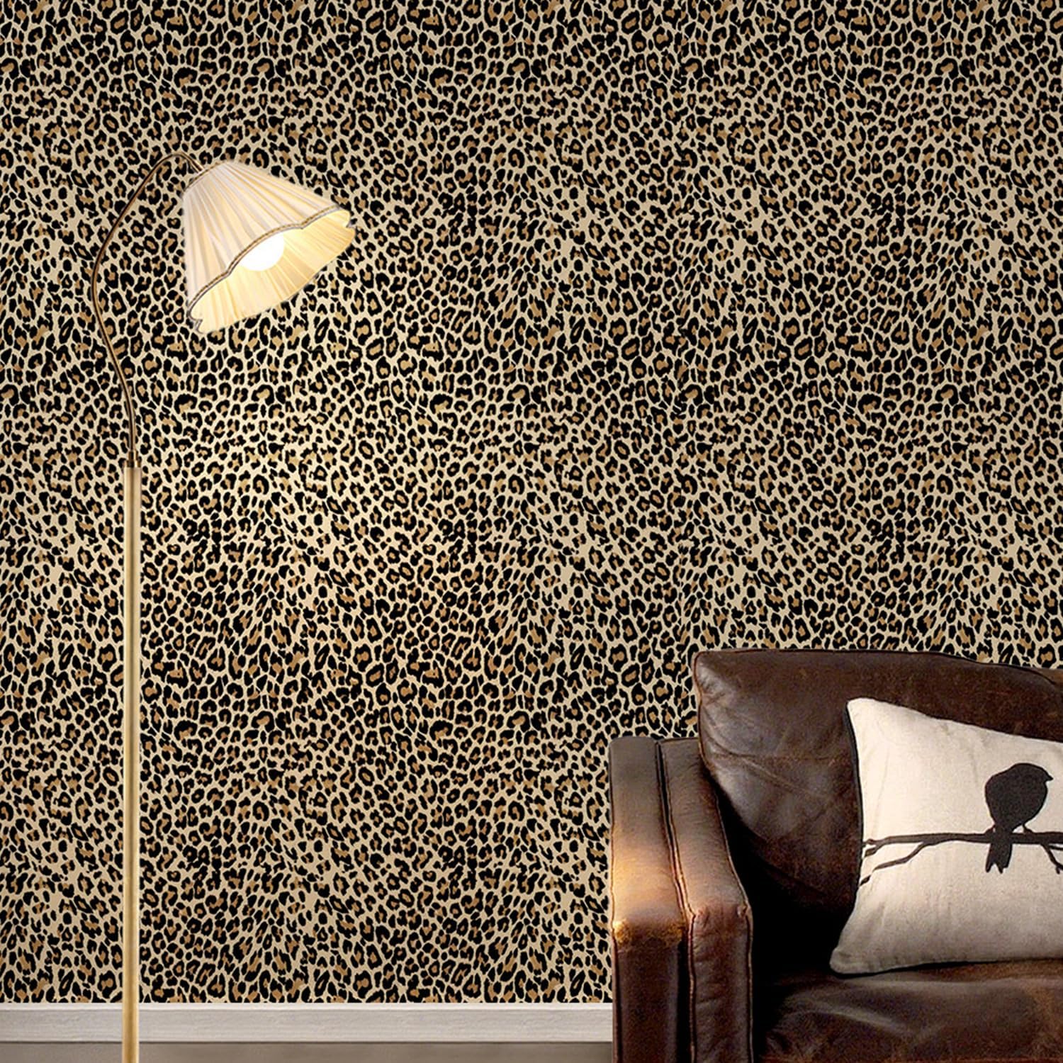 Cheetah Print Wallpaper Peel and Stick, Modern Leopard Print Wallpaper Self Adhesive Removable Leopard Funky Contact Paper for Bedroom Bathroom Furniture, Yellow, 17.7’’x480’’ (59 Sq Ft) Yellow 480" x 17.7"