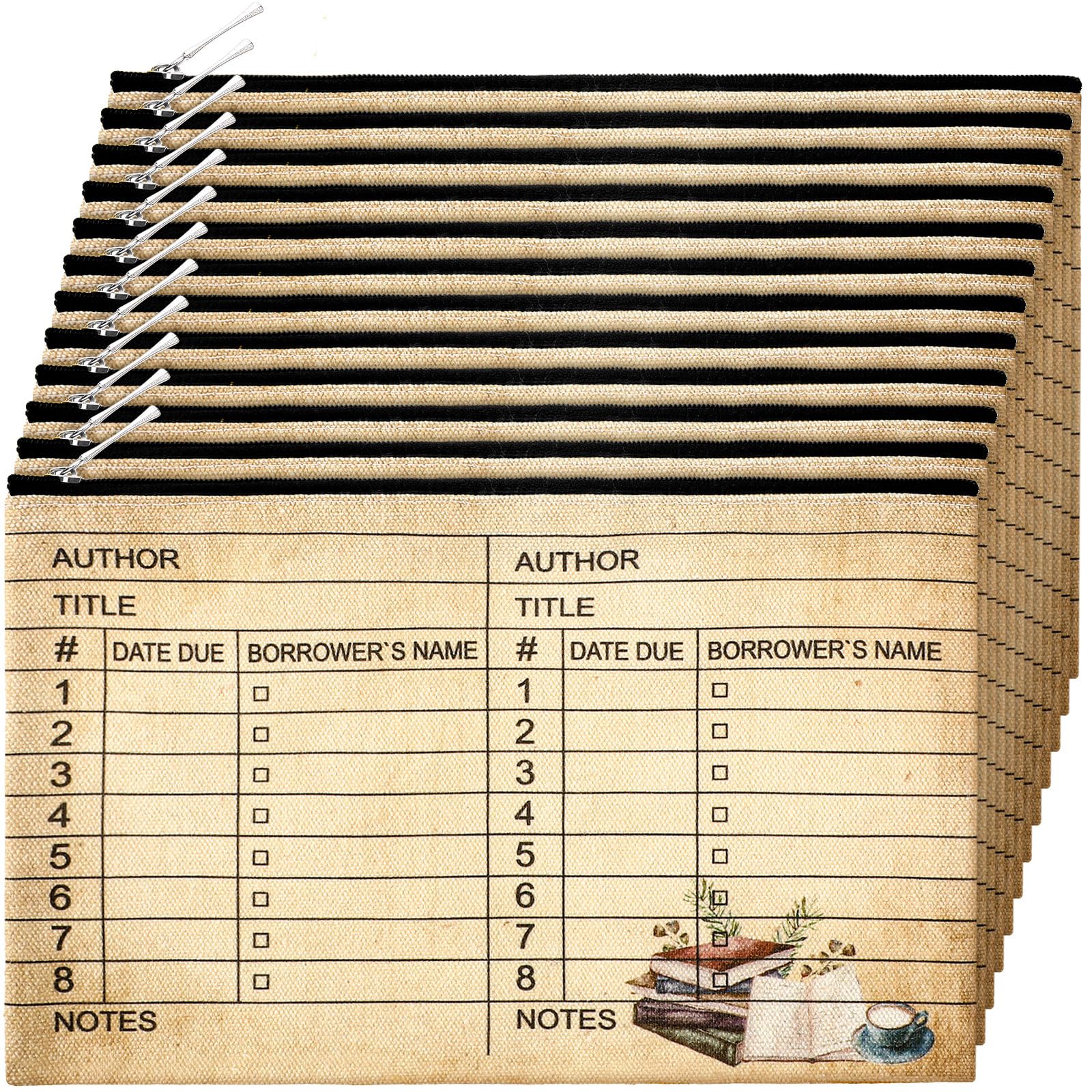 Yinder 12 Pcs Librarian Gifts for Book Lovers Thank You Library Card Pouch Bulk Teacher Librarian Appreciation Gifts for School Library Zipper Pouch