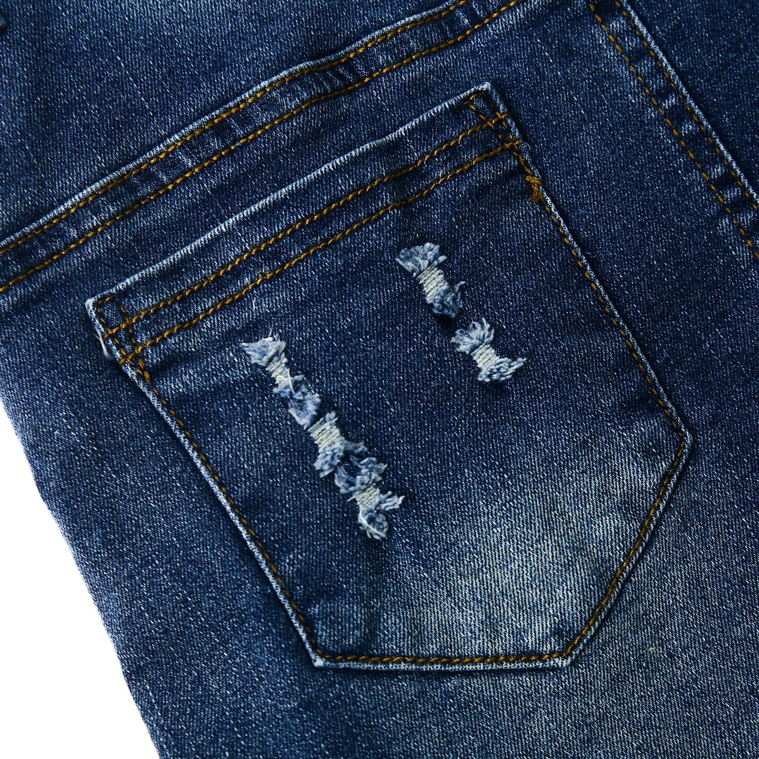 KIDSCOOL SPACE Baby Little Girls Denim Skirt,Ripped Soft Strechy Girls Summer Jeans Overalls Dress - Image 3