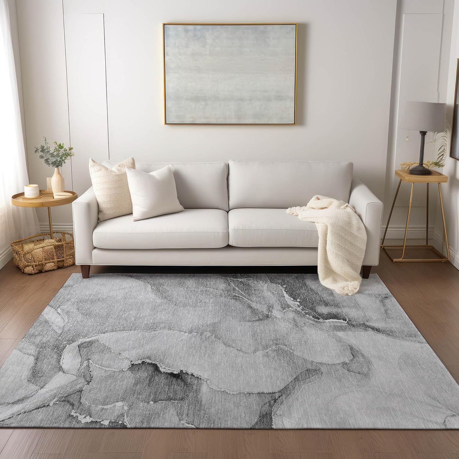 Addison Rugs Chantille ACN521 Gray 8' x 10 Indoor Outdoor Area Rug, Stain Resistant, Machine Washable, Non Shedding, Bedroom, Living Room, Dining Room, Kitchen Rug