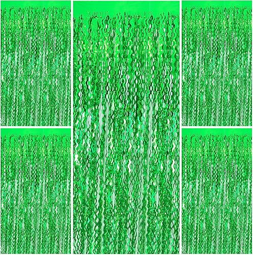 Vista 118 de Cortina cuadrada de oropel para fiesta, 5 cortinas de flecos de papel de aluminio con purpurina, decoración de fiesta, fondo negro para cabina