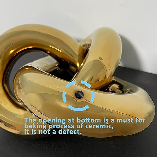 Miniatura 7 de Decoración grande de cerámica con nudo dorado, decoración de mesa auxiliar dorada, adorno geométrico abstracto multiángulo, detalles modernos de