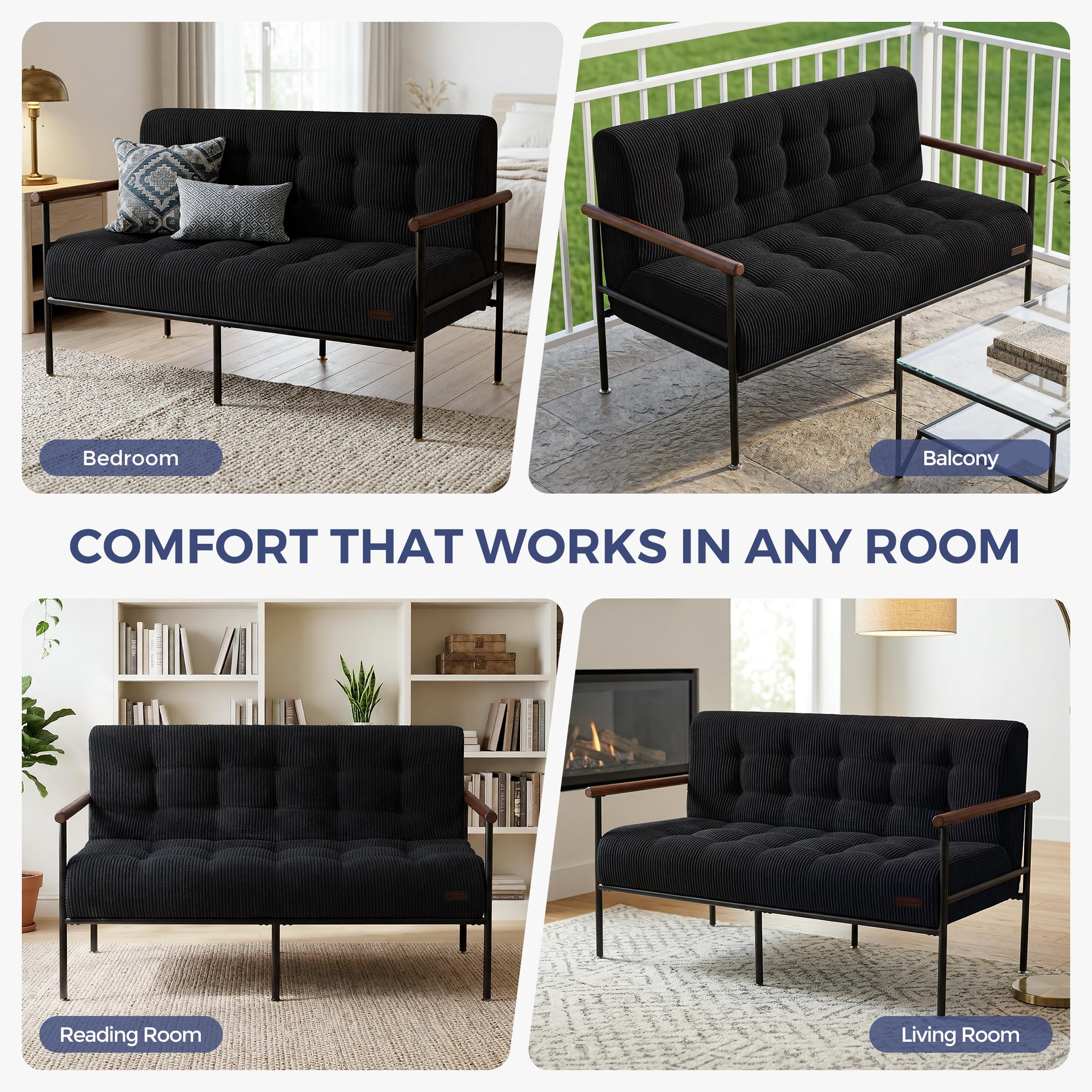 Settee Sofa Guide 2026: 5 Two-Seat Picks That Fit 3 MAXYOYO Loveseat Sofa Chair Love Seat Sturdy Metal Frame Wood Armre — product photo
