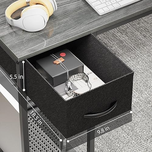 Miniatura 7 de SUPERJARE Escritorio para juegos en forma de L con luces LED y tomas de corriente y mesita de noche Huuger con estación de carga