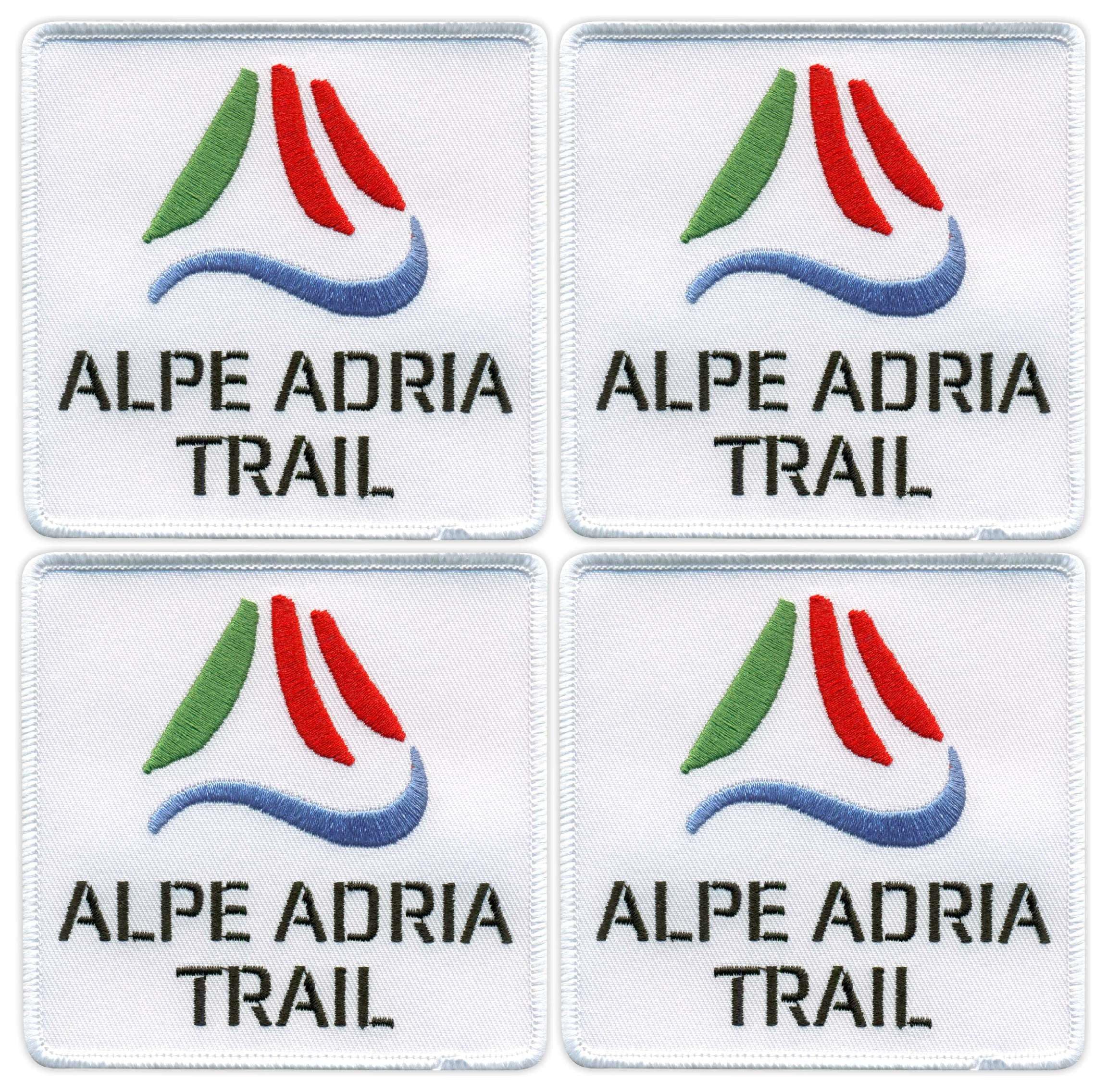Zestaw czterech - Alpe Adria Trail - czarny VeIcro/haczyk i pętelka - haftowana naszywka / odznaka/emblemat