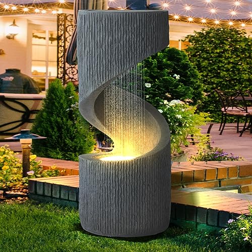 MAGIC UNION Outdoor S-Shaped Water Fountain, Spiral Waterfall Indoor Fountain