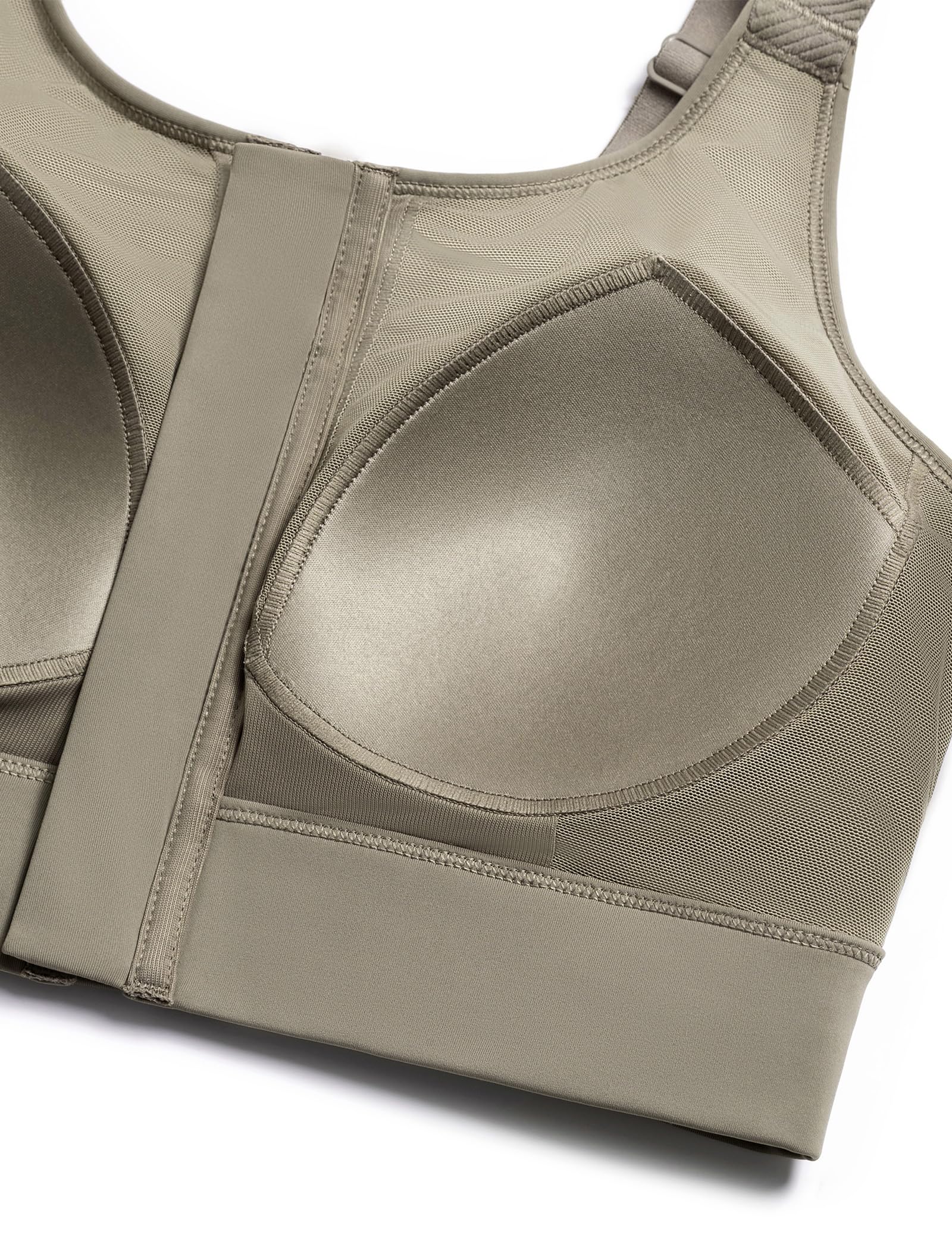 Yvette Soutien-gorge de sport à haut impact avec fermeture éclair sur le devant pour femme, grande taille, bonnets moulés, soutien-gorge d'entraînement et de course à pied pour grand buste