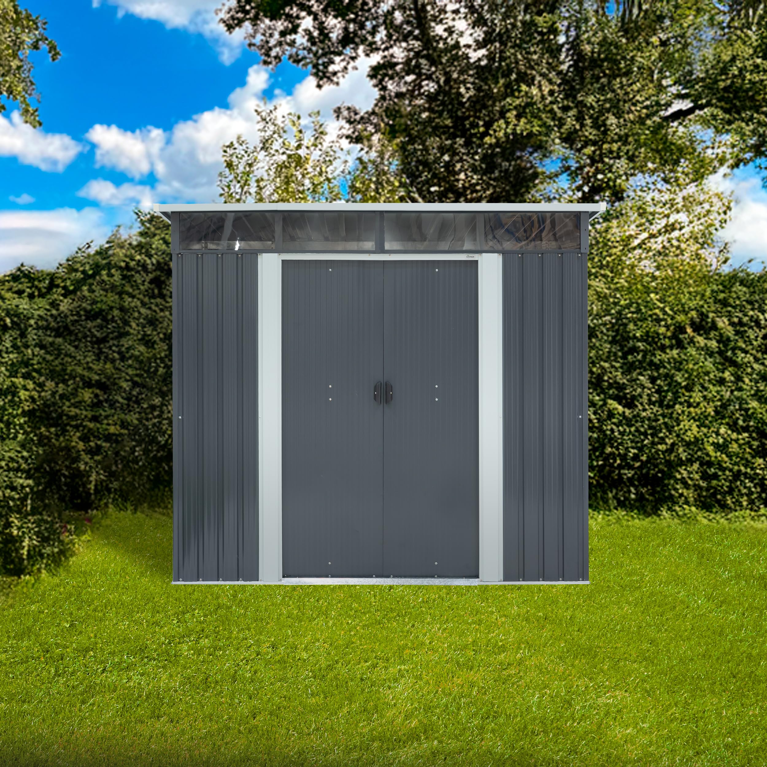 Grindi - Gerätehaus Metall Ribes I - Gartenhütte - Gartenhaus - Geräteschuppen 193x238x202 cm Schiebetür - Garten Schrank - Fahrradgarage - Shelter - Gartengerätehaus - Tiny House