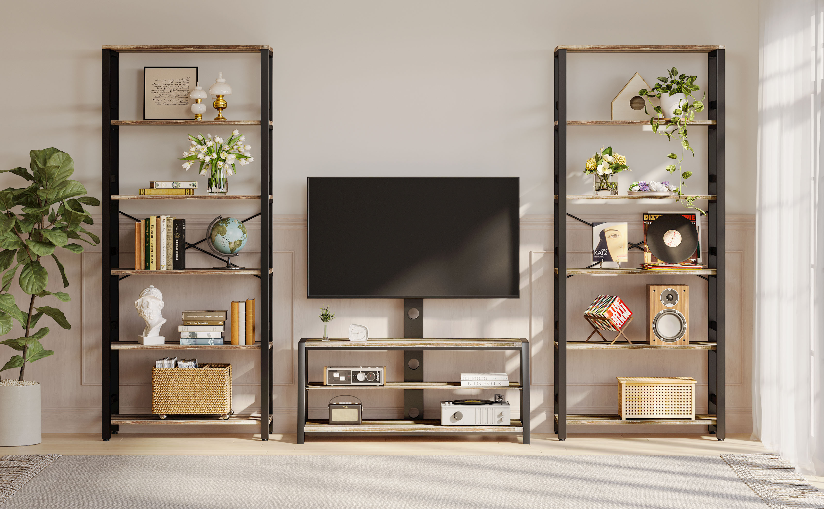 Amazon.com: IRONCK Bookshelf, 31.5in Wide Shelf 6 Tier Bookcase