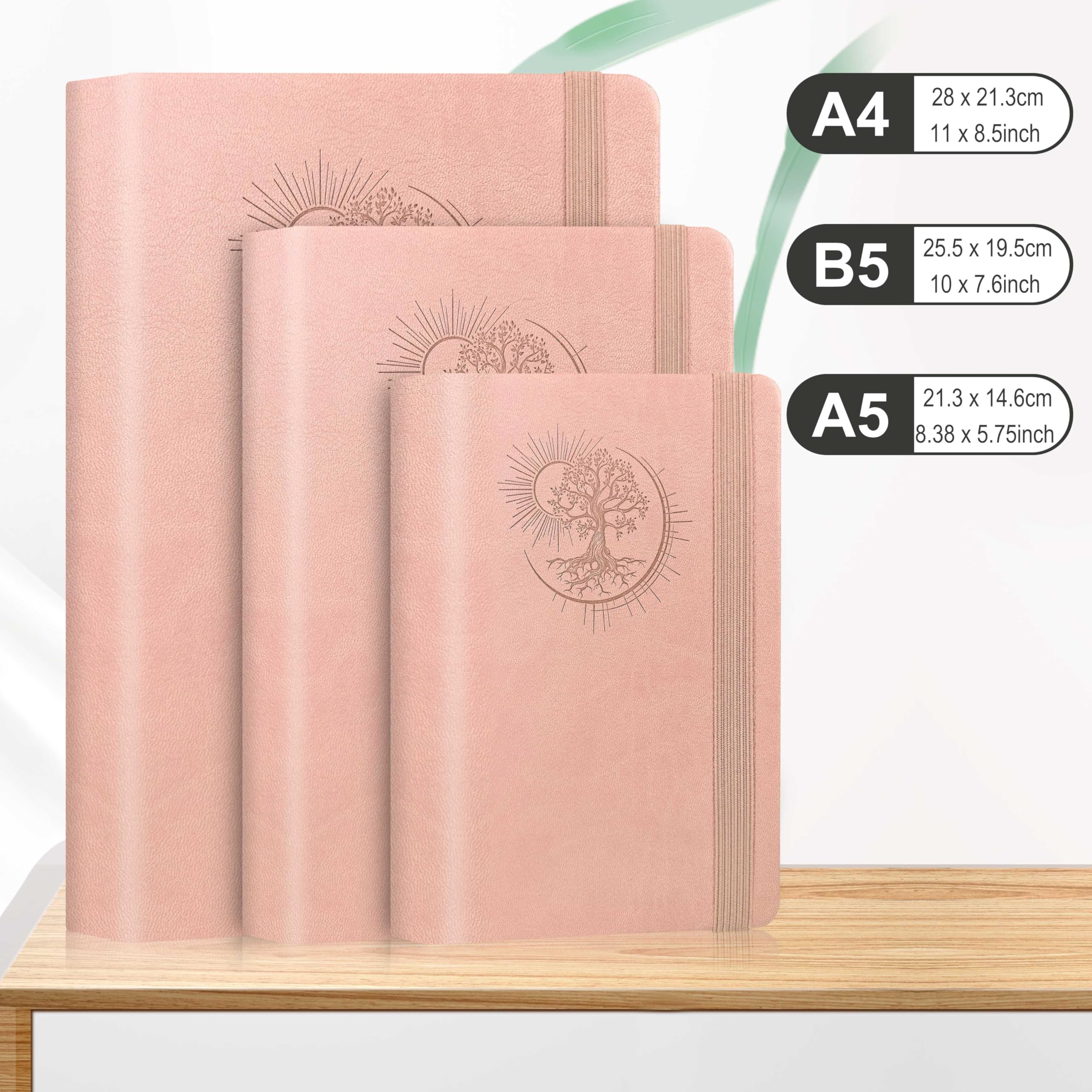 Mlife A4 Notebook with Tree of Life Design, 360 Pages, 100g Paper, PU Cover, Elastic Band, Pen Holder, 3 Bookmarks - Image 2