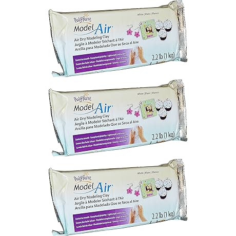 Sculpey Model Air White Air Dry Clay in 2.2 Pound Pack of 3