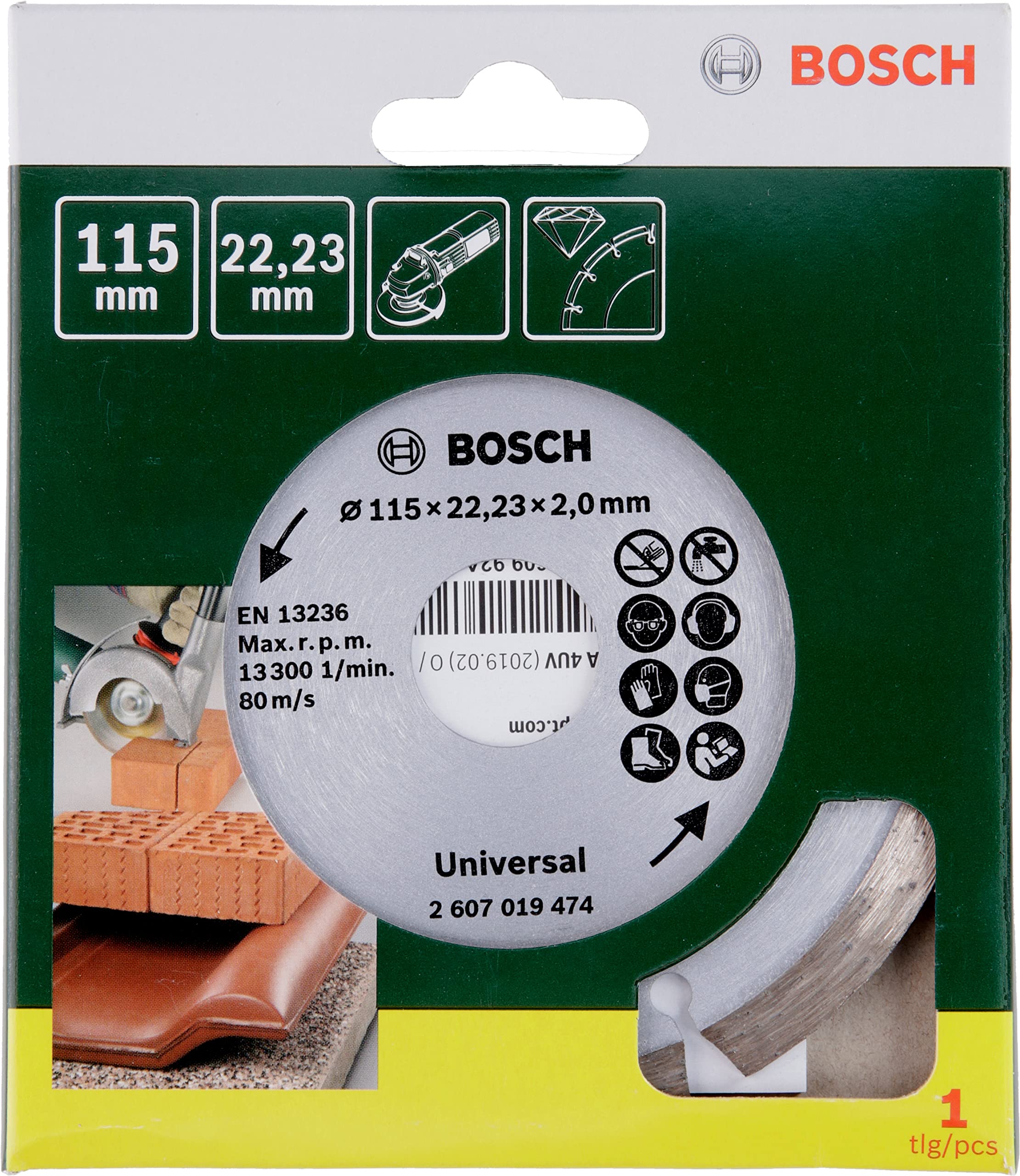 Bosch 2607019474 - Disco de diamante para materiales de construcción (diámetro de 115 mm)