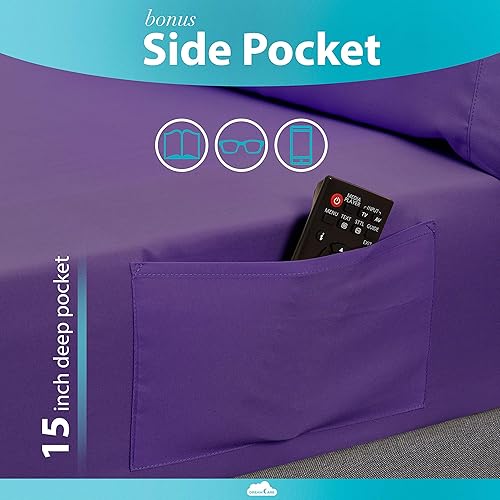 Miniatura 3 de DREAMCARE - Sábana bajera con laterales profundos tamaño Cal King, para colchones de hasta 15 pulgadas, resistente al encogimiento y a la