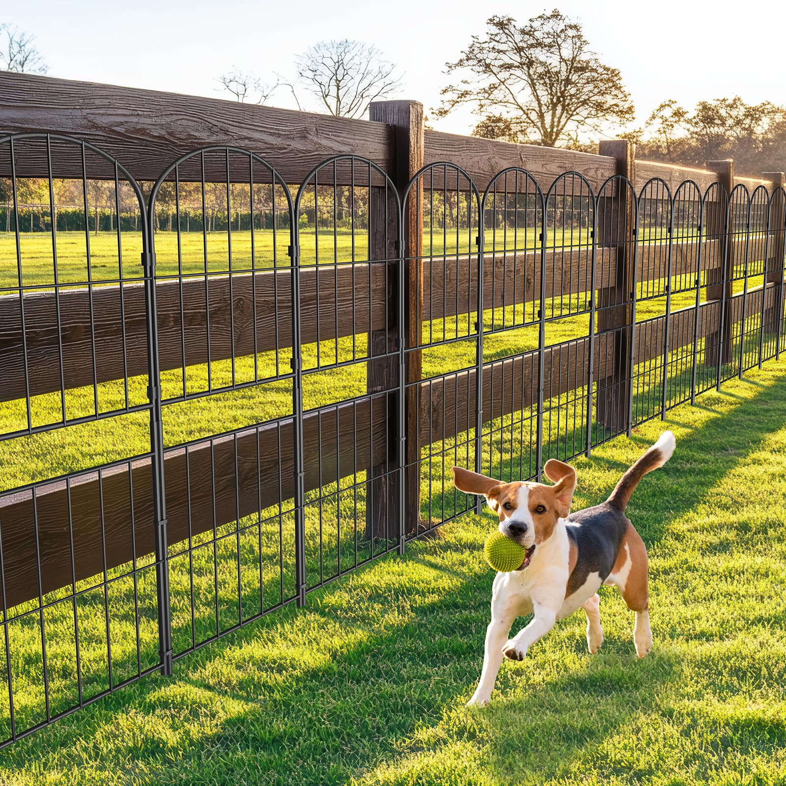 LIANTRAL 10 Stück Dekorativer Gartenzaun, Tier Barriere Zaun, Steckzaun Metall, Rostfeste Gartenzaun, Kein Graben Zaun Patio Grenze Tierzaun für Hunde Kaninchen im Freien Patio, 91 cm (H) x 3,05 m (L)