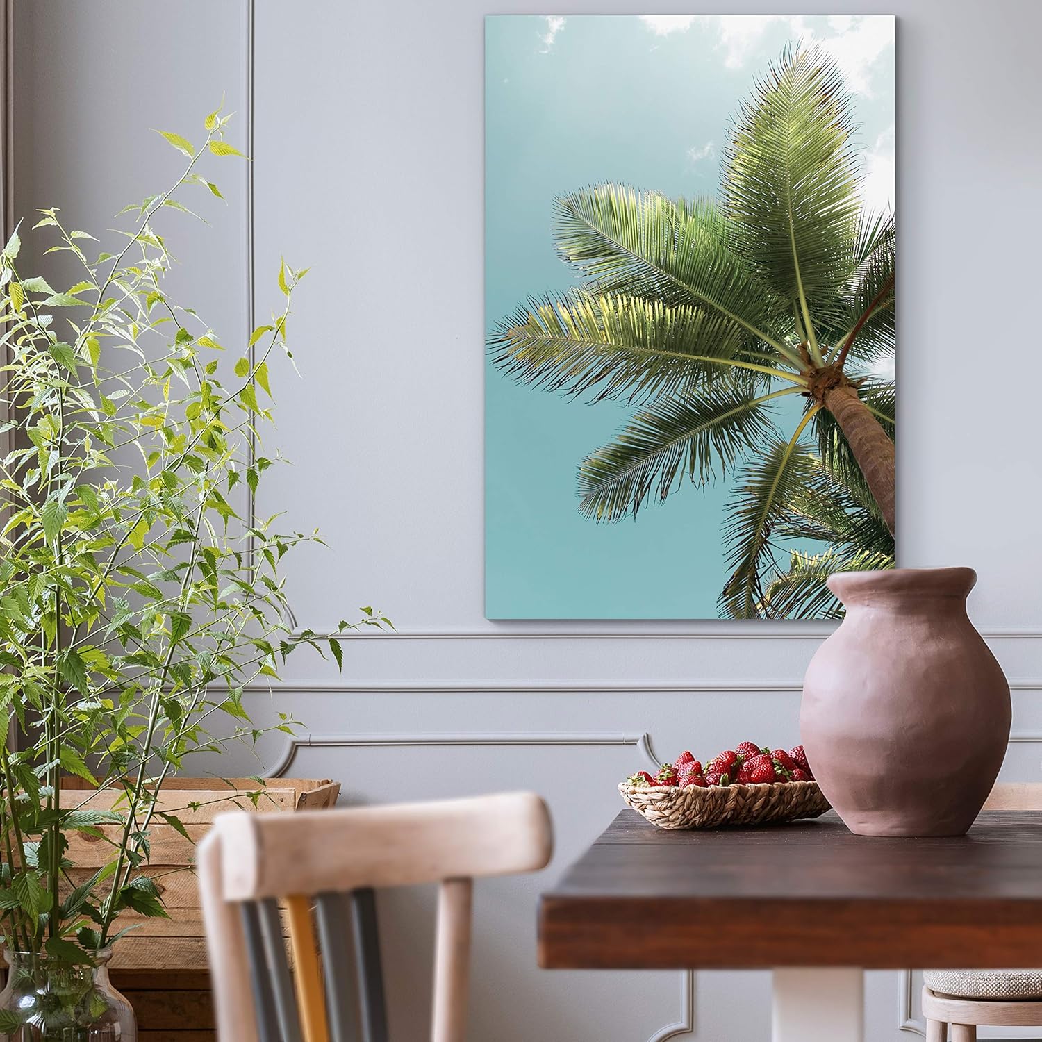 Renditions Gallery Canvas Nature Wall Art Home Paintings & Prints Palm Tree Sky View Glam Romantic Artwork Wall Hanging Decorations for Bedroom Living Room Office Kitchen - 18"x27" LT06