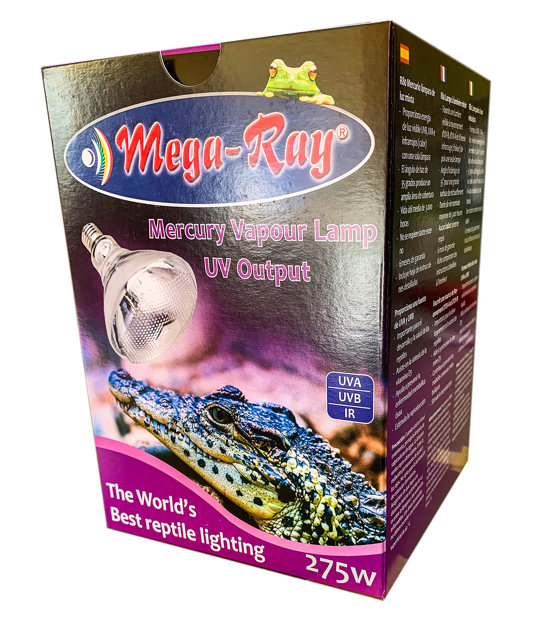 Mega-Ray - Basking Lamp D3 - UV Beleuchtung für Tropenterrarien und Wüstenterrarien - E27 Fassung (160 Watt)