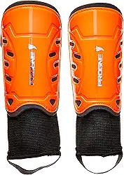 Caneleira Futebol Futsal Society Iron Com Tornozeleira - Laranja Fluor - Par