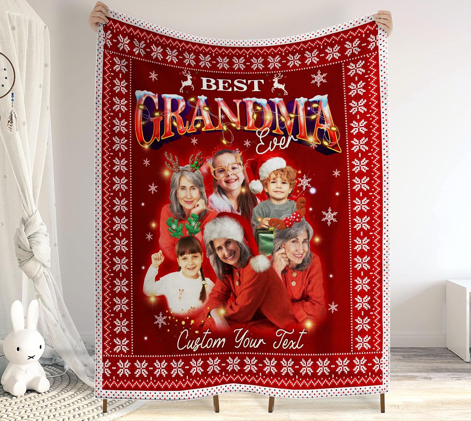 Personalized Blanket for Grandma, Grandma Custom Blanket with Picture, Grandma Blanket from Grandkids, Christmas Throw Blanket, Customized Blankets with Photos, Best Grandma Gifts