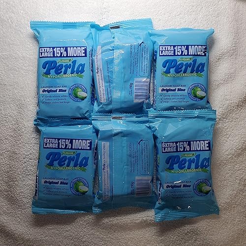 PERLA Jabón de barra de lavandería azul original, 3.88 oz (6)