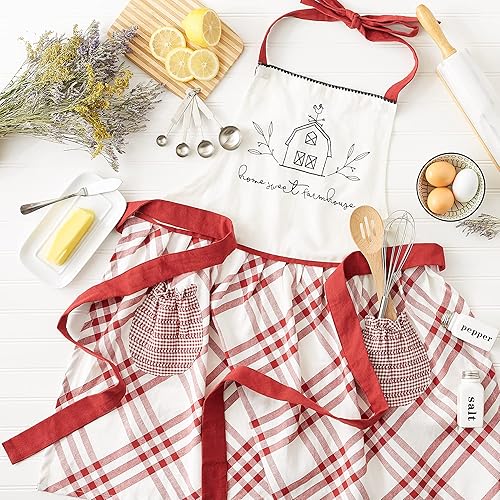 Miniatura 4 de DII Home Sweet Farmhouse Kitchen Collection delantal rojo granero