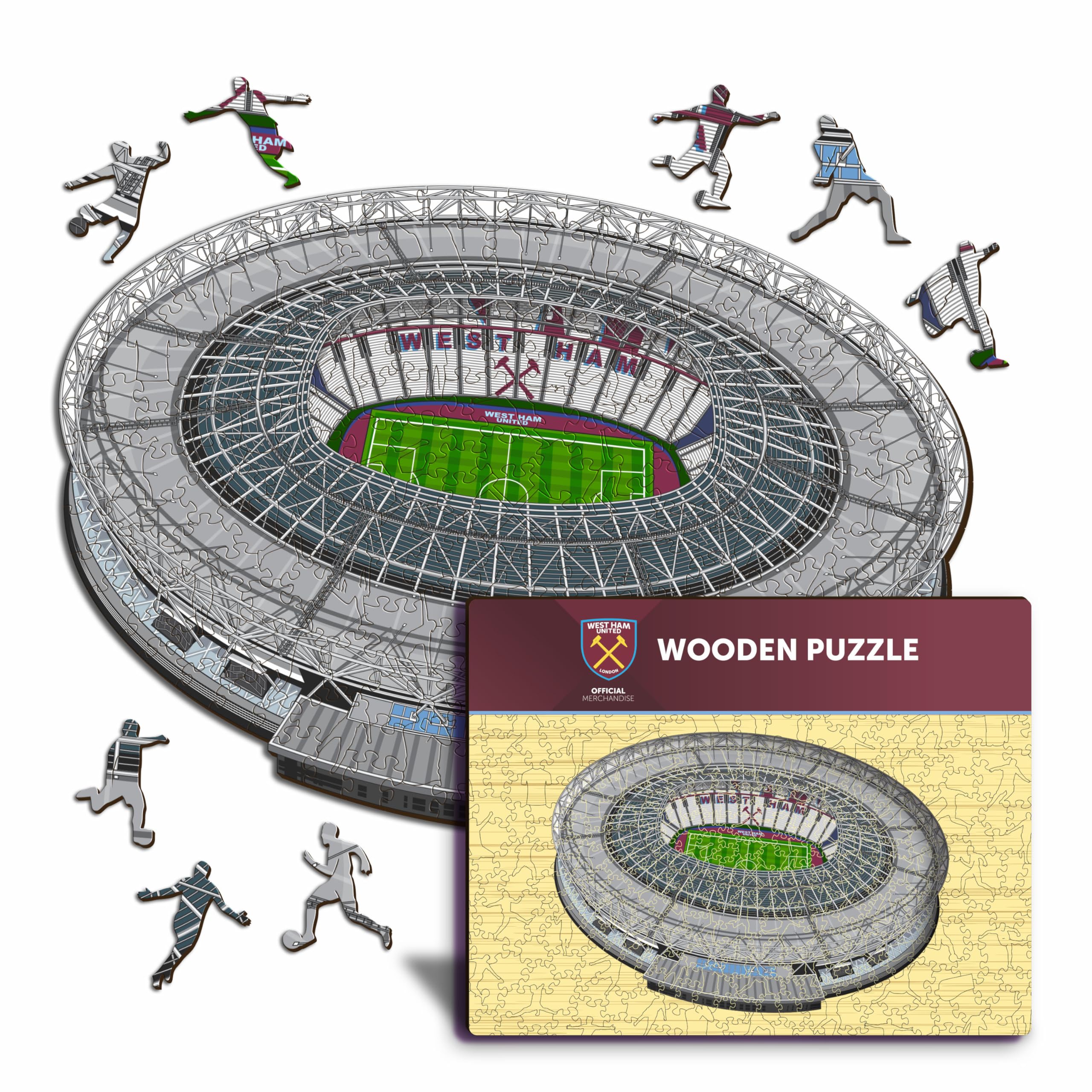 Iconic Puzzles, West Ham, Stadium, Officially Licensed Wooden Puzzle, 100% Sustainable, Gift for Adults and Children Size S