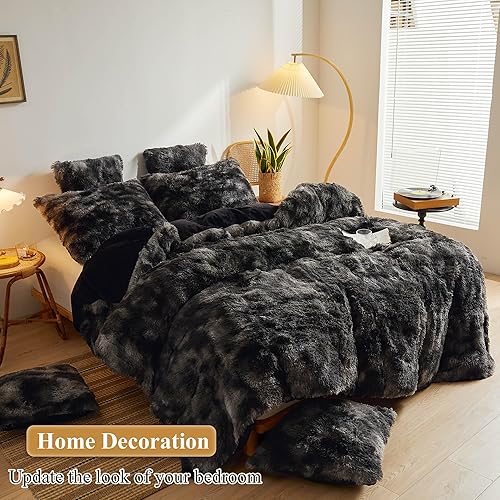 Miniatura 6 de XeGe Fundas de almohada esponjosas de piel sintética de teñido anudado, fundas de almohada suaves y peludas de felpa, fundas de almohada decorativas