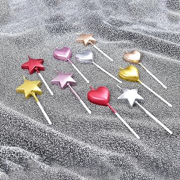 Star Candles,6 Pcs Birthday Candles Metallic Cake Candles for Birthday Wedding Party Cupcakes Topper Decorations Anniversary Gold