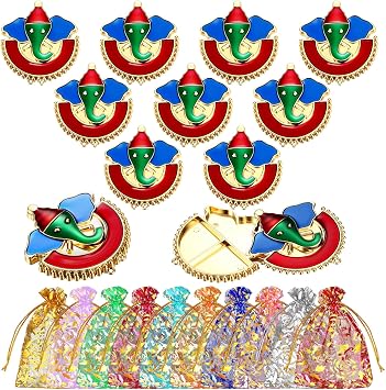 Cinnvoice 10 Pcs Ganesha Haldi Kumkum Holders for Diwali Pooja Gifts