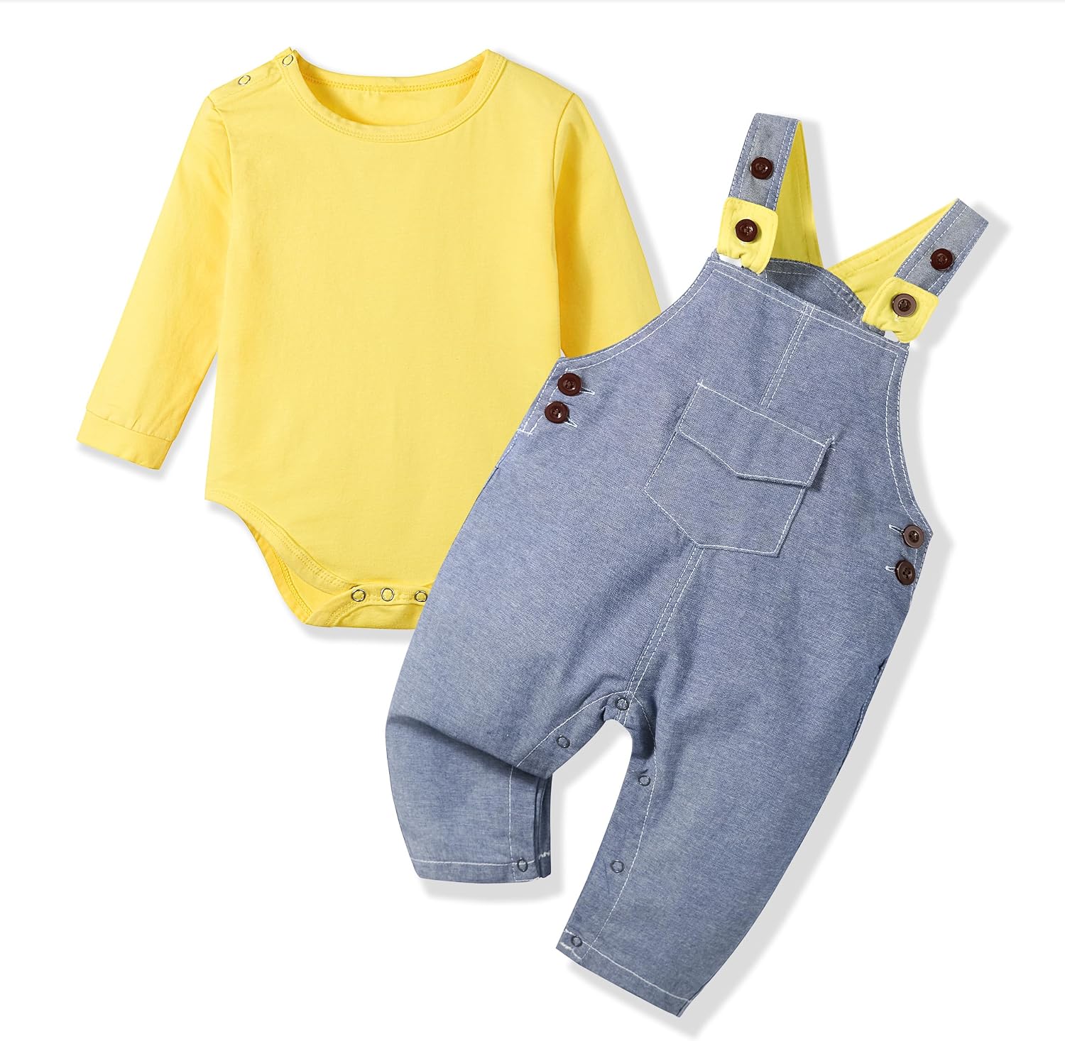 Volunboy Baby Boy Clothes Toddler Long Sleeve Romper Overalls 2Pcs Newborn Bodysuit Infant Dinosaur Suspender Pants Set