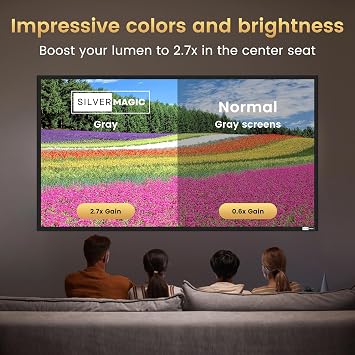 ALR Projector Screen - Fixed Frame Like & Wall Mount - High Contrast 70% ALR High Brightness 2.7x Gain - 100 16:9 Gray Screen