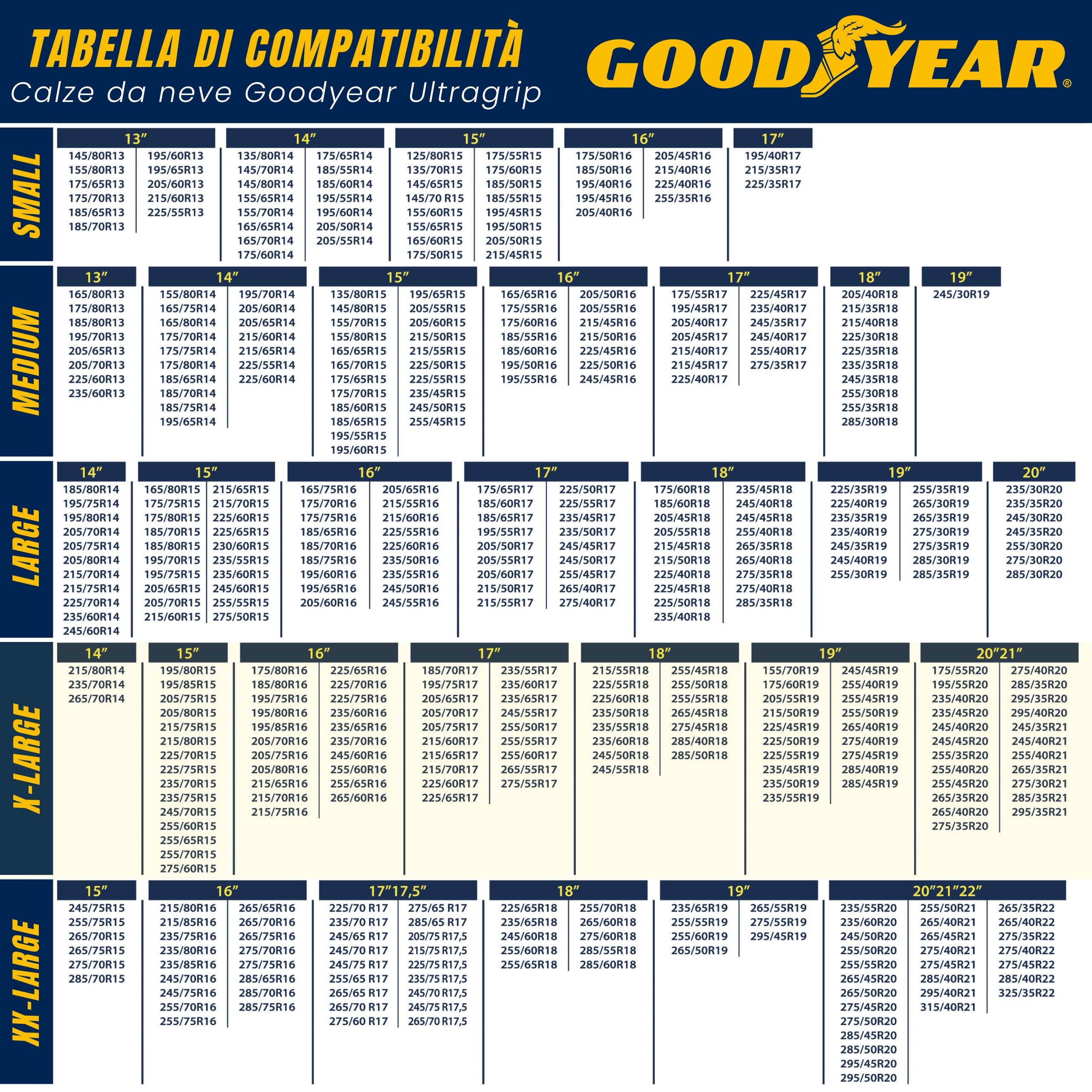 Goodyear Juego de 2 cadenas de nieve de tela para coche Ultra Grip talla XL, específico para el funcionamiento del vehículo, textil, blanco