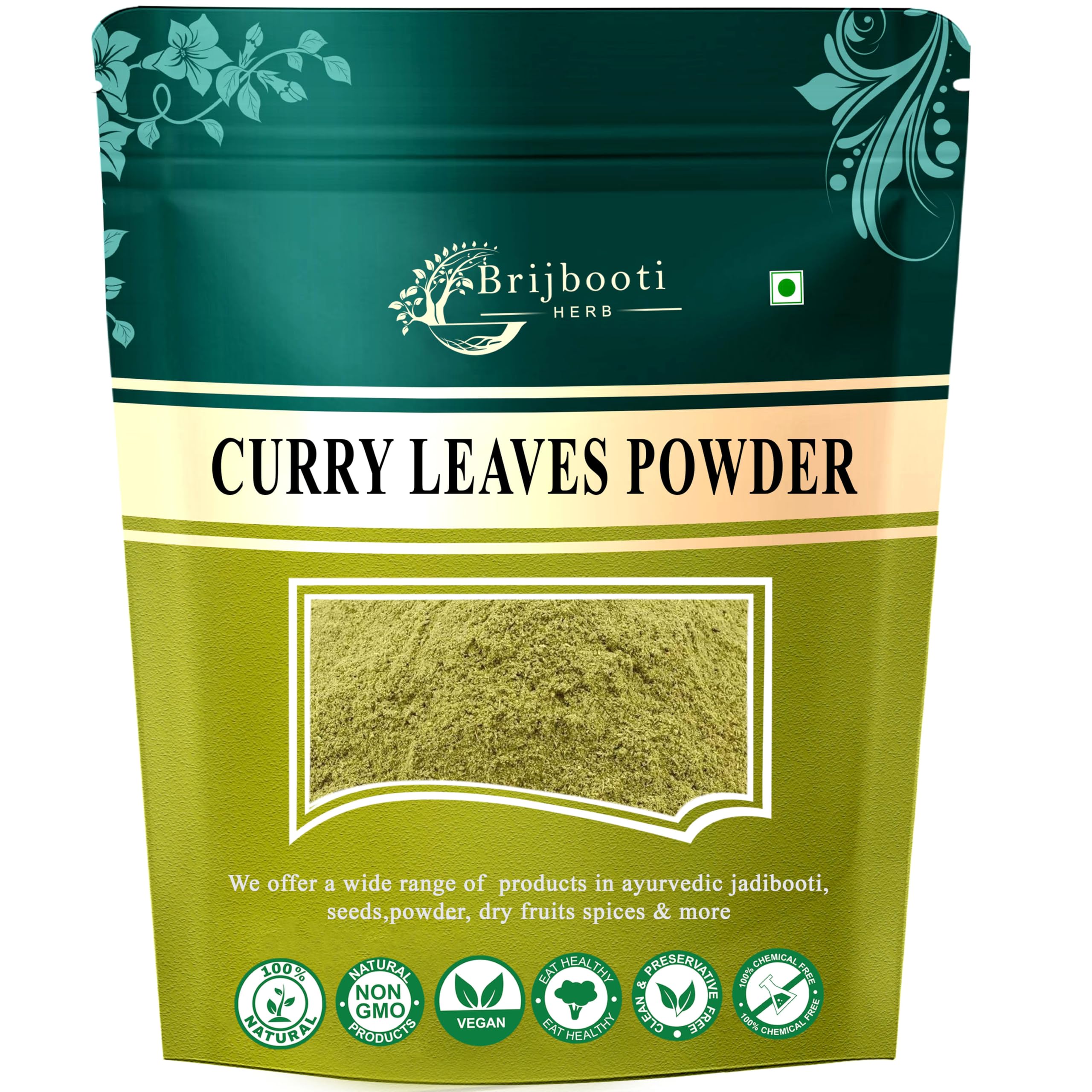 BrijBooti Curry Leaves Powder for Hair Growth (200 Gr) | FSSAI, ISO, GMP Cert...