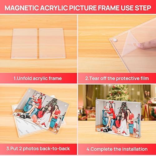 Miniatura 4 de A & R 1 paquete de marcos de fotos acrílicos de 6 x 8 pulgadas, marco magnético, marco de fotos transparente de doble cara de 10 + 0.394 in de