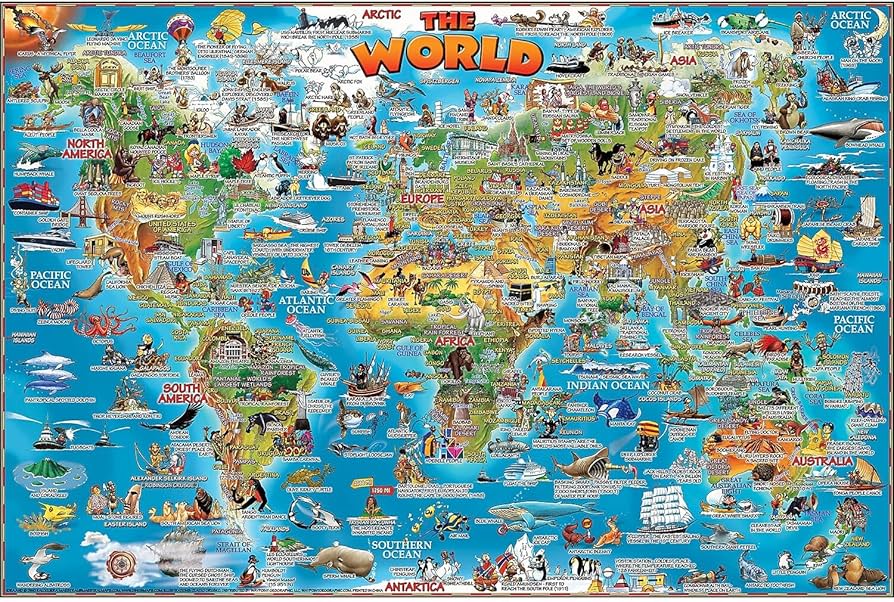 Amazon | Waypoint 地理世界地図 イラスト入りジグソーパズル 250