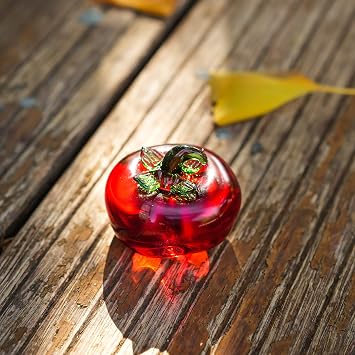 Crystal Red Tomato Figurine Hand Blown Glass Fruit Tabletop Women Gift