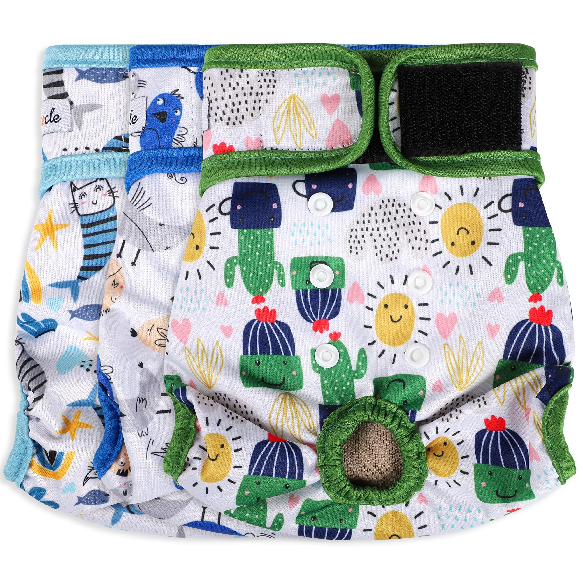 Grecle Washable Female Dog Diapers - Premium Reusable Diapers for Doggie in Heat - Highly Absorbent Dog Diapers Female for Pet Incontinence with Adjustable Snaps (Cactus, XL) — image 1