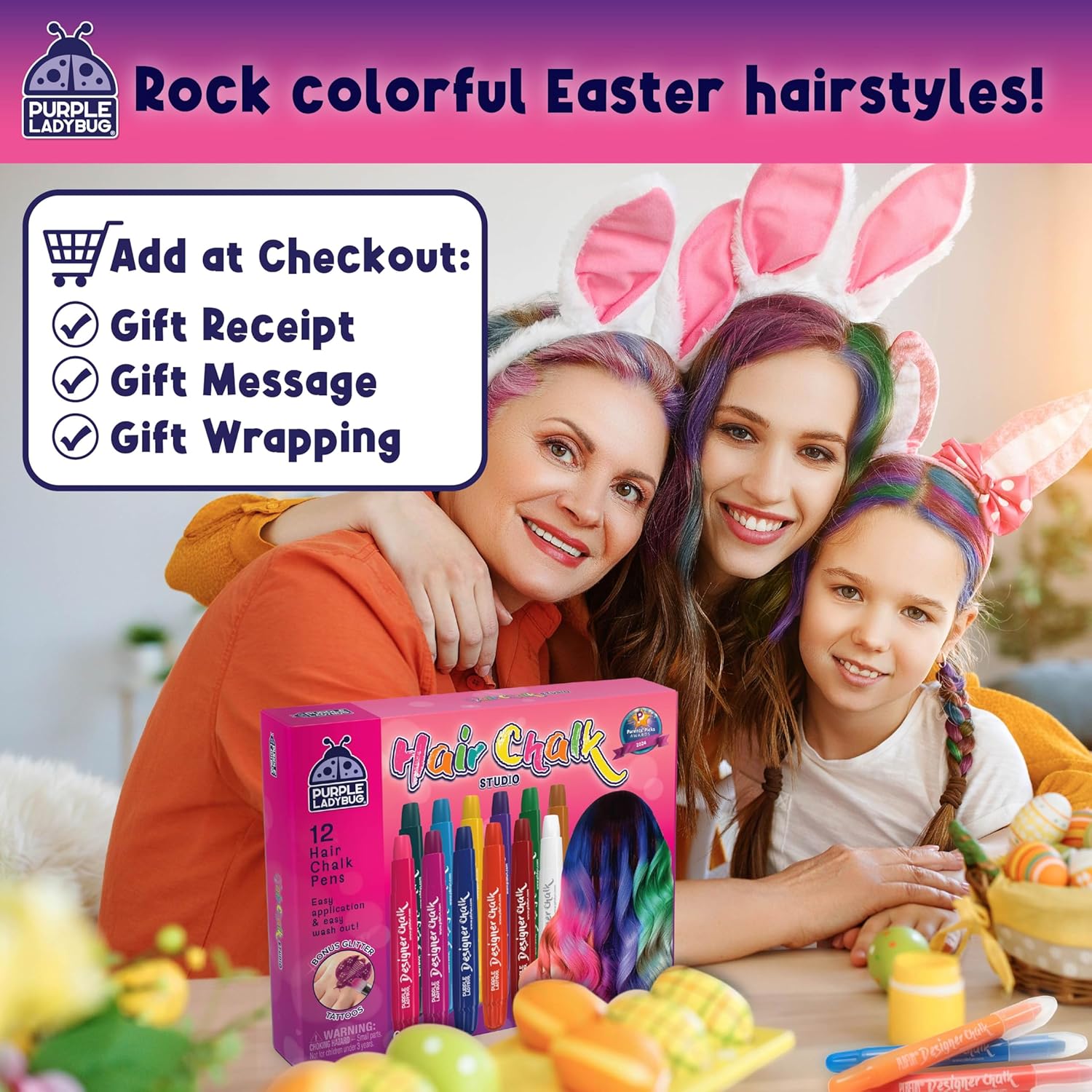 Purple Ladybug Hair Chalk