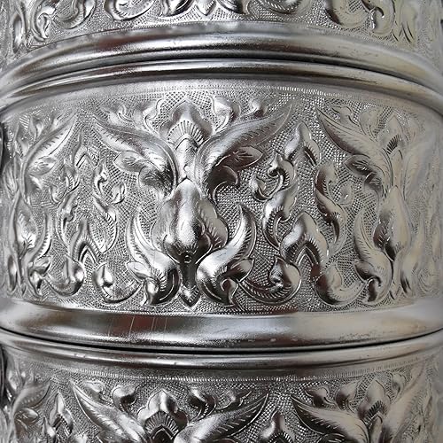 Miniatura 3 de Caja de aluminio del portador de la comida de Tiffin de la grada 4estilo budista tailandés del cuenco del arroz