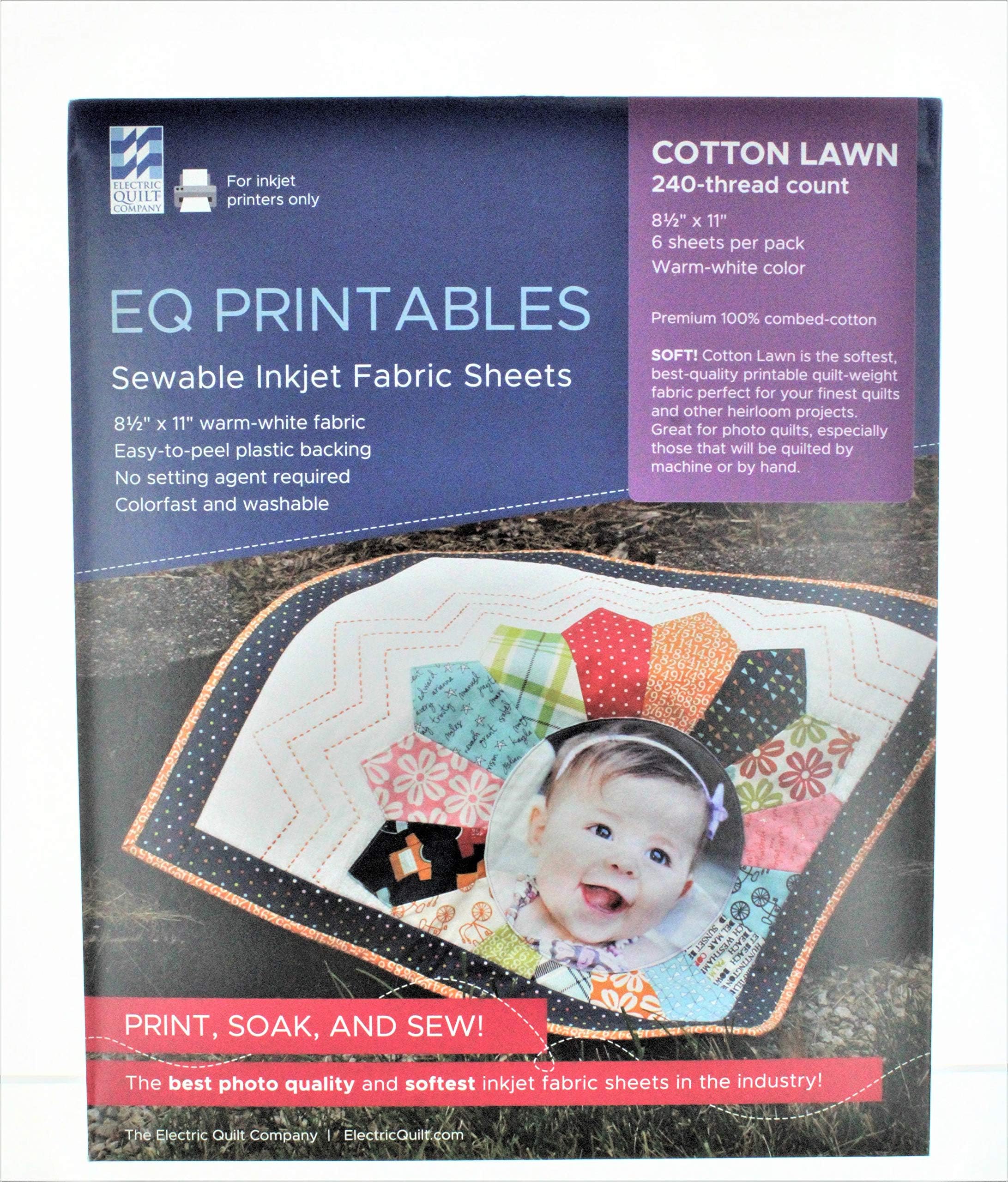"Premium Printable Cotton Lawn Fabric 8.5""X11"" 6/Pkg-100% Cotton"