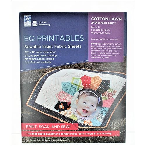 "Premium Printable Cotton Lawn Fabric 8.5""X11"" 6/Pkg-100% Cotton"