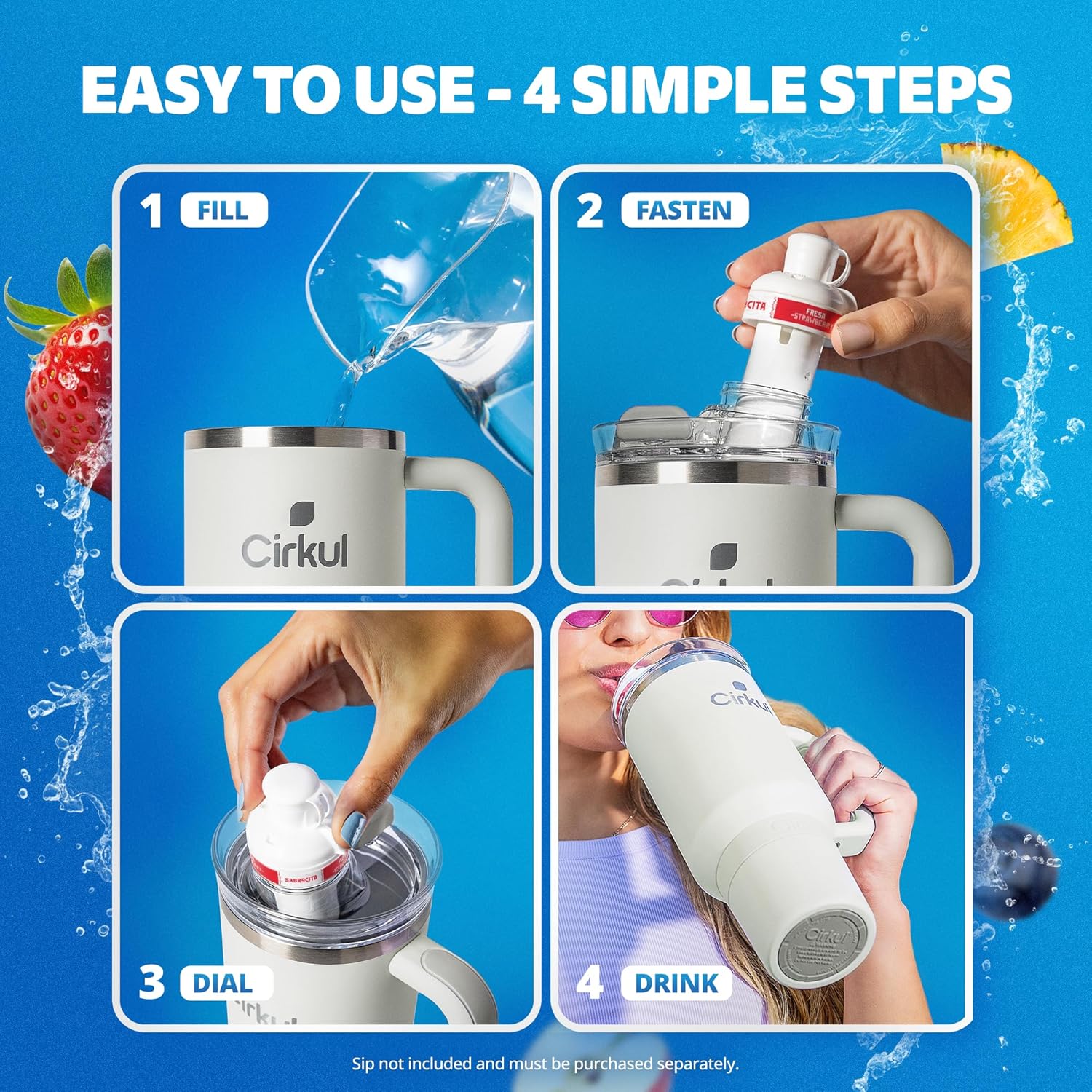 Cirkul Light Gray All-Day StrawSip™ Tumbler - 40oz Gray Stainless Steel Tumbler, Flavor Cartridges Not Included - Image 4